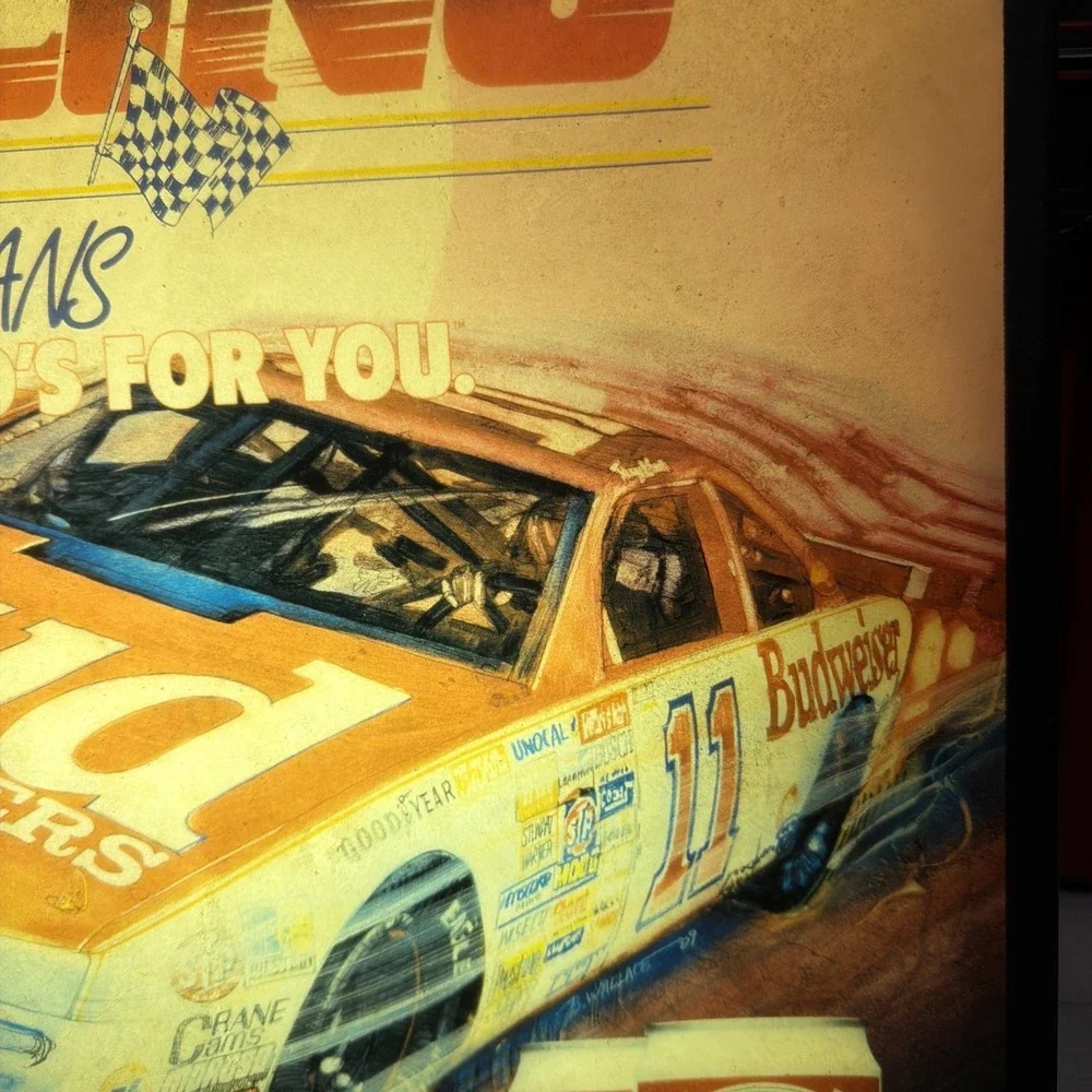 Vintage 1989 Budweiser Beer Racing Fans Lighted Sign Terry Labonte NASCAR Works!